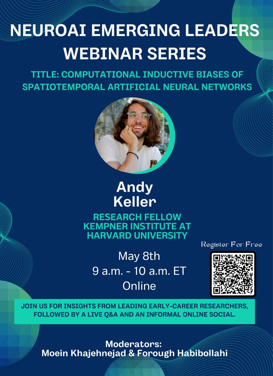 NeuroAI Workshop @ NeurIPS2024 (@neuroai_neurips) on Twitter photo 🎙️ Next up in the NeuroAI Emerging Leaders Webinar Series!
We’re thrilled to host <a href="/t_andy_keller/">Andy Keller</a> on May 8th, sharing his latest work at the frontier of NeuroAI.
📍 Register for free! shorturl.at/Ps8ID
🔗 Find out more: neuroai-workshop.github.io/NeuroAI_Webina… 🎙️ Next up in the NeuroAI Emerging Leaders Webinar Series!
We’re thrilled to host <a href="/t_andy_keller/">Andy Keller</a> on May 8th, sharing his latest work at the frontier of NeuroAI.
📍 Register for free! shorturl.at/Ps8ID
🔗 Find out more: neuroai-workshop.github.io/NeuroAI_Webina…