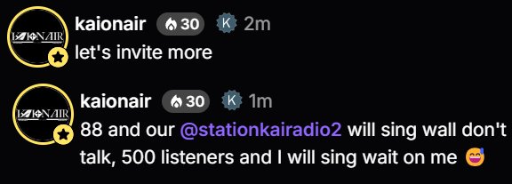 Goms! Our beloved <a href="/KAI_OnAir/">KAIONAir</a> promised to sing if we have 500 listeners on <a href="/STATIONHEAD/">STATIONHEAD</a> 😆

Keep joining and let's stream Kai and also vive to the Disney songs 😍🎶 

📍: stationhead.com/stationkairadi… 

Keep joining 🔥
#KAI #KAI_WaitOnMe #WaitOnMe