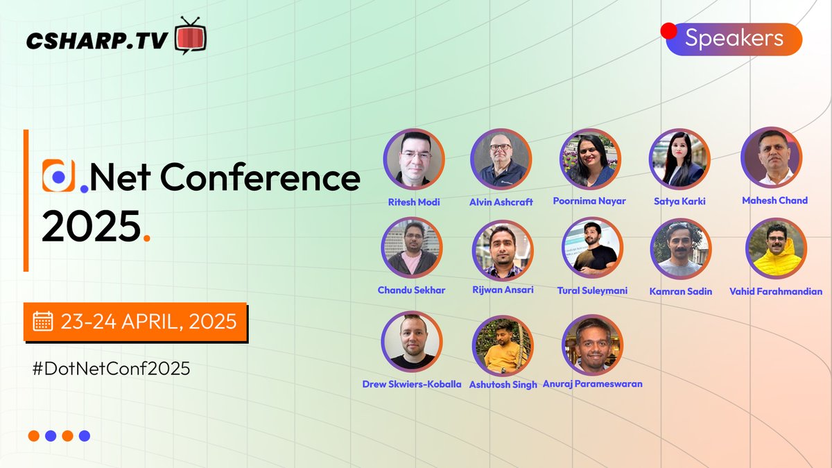 SharpEconomy's tweet image. The .NET Conference is about to begin on @CSharpDotTV
Whether you're a student, a seasoned dev, or just .NET-curious — this is where you level up. 💥
🕒 Starting in a few mins!
📷 Watch here: youtube.com/watch?v=AGEYPJ…
@CsharpCorner #CSharpTV #Developers #DotNetConference…