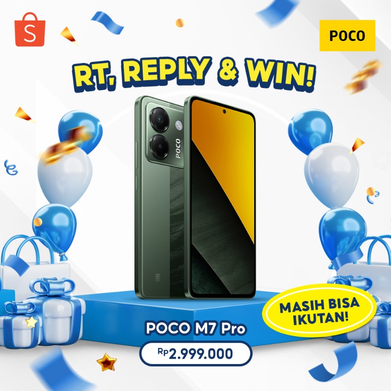 ShopeeID's tweet photo. ✨ GIVEAWAY POCO M7 Pro ✨

Sobat Shopee! Masih ada kesempatan nihh buat menangin POCO M7 Pro! 🥳 Yuk, ikutan langsung aja!

Caranya:
- FOLLOW @ShopeeID
- RT &amp; LIKE
- KLIK + screenshot
- REPLY "MIN PILIH AKU MENANG POCO M7 PRO"

Good luck!! 🧡