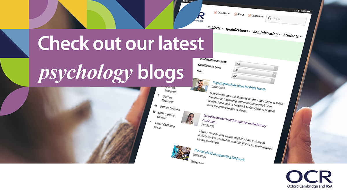 Read our latest #psychology blog, outlining why the new A Level content brings the subject up to date. Check it out here: 

ow.ly/GupJ50VAI9q 

and let us know your thoughts!

#alevelpsychology #ocrpsychology #psychologyteacher