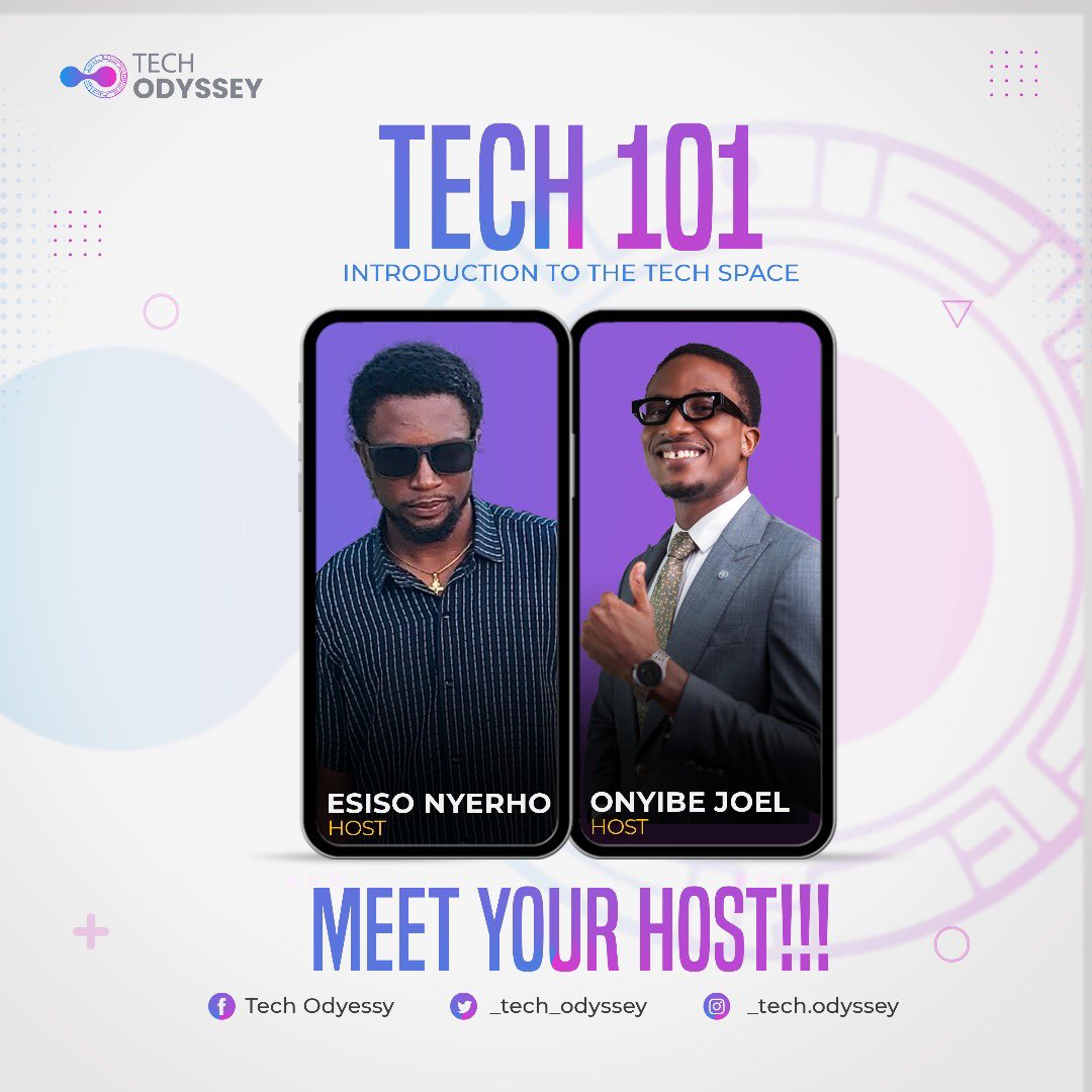_tech_odyssey's tweet photo. Meet the faces of #Tech101!
Esiso Nyerho & Onyibe Joel are ready to guide you into the tech space like never before.
#TechOdyssey #MeetYourHost #TechForEveryone @_tech_odyssey
@JustJoelBanks https://t.co/8FXeOr2R9u