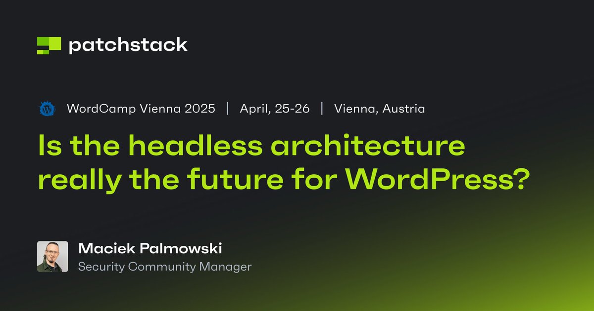 #WCVIE starts this week 🤯

I will be there to share a thing or two about #headless architecture and #WordPress.

I'm also bringing a lot of cool #Patchstack swag 😻

Who am I meeting in Vienna?

PS. I'm always on the lookout for great specialty cafes. Any recommendations? ☕️