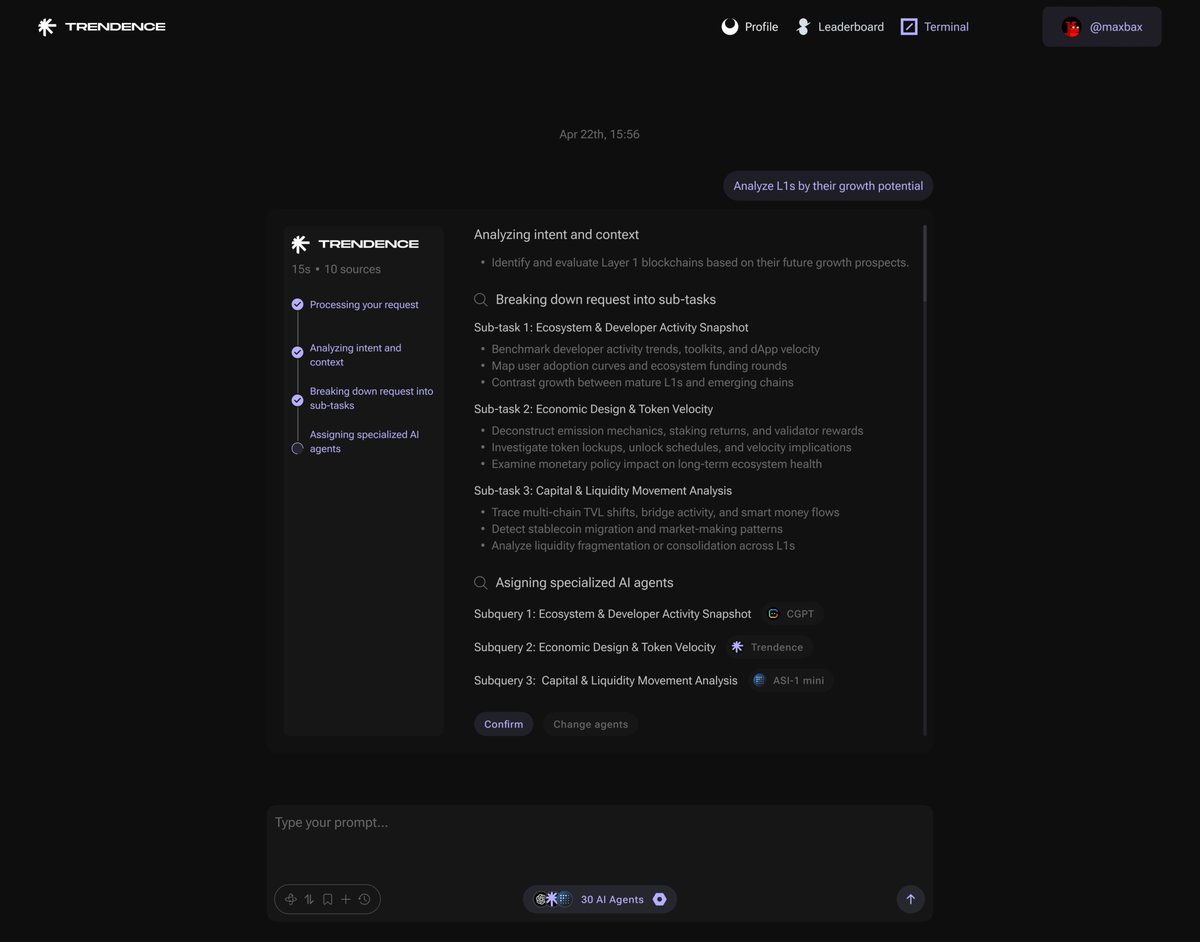Trendence_'s tweet photo. 3/4 
Trendence is building the AI orchestration layer
for Web3-native agents, LLMs and APIs.

One router. Infinite agents. https://t.co/9ZcAODjx89