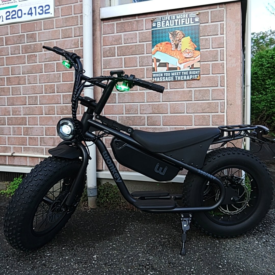noanyo's tweet photo. オプションパーツ取り付けたり、ハンドル固定の金具が不良品で交換したりで、画伯用のwonkeyがやっと完成🫡
あとはナンバー登録と自賠責とバイク保険の加入かな。
画伯就職まであと1年、練習させねば😅画伯は知的障がい者だから、免許は厳しいからね🥹
#wonkey
#特定小型原動機付自転車 https://t.co/bf1lyH2aGz