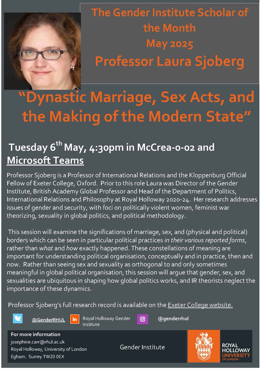 Less than two weeks away - please join us to listen to Professor Laura Sjoberg discus her new book!