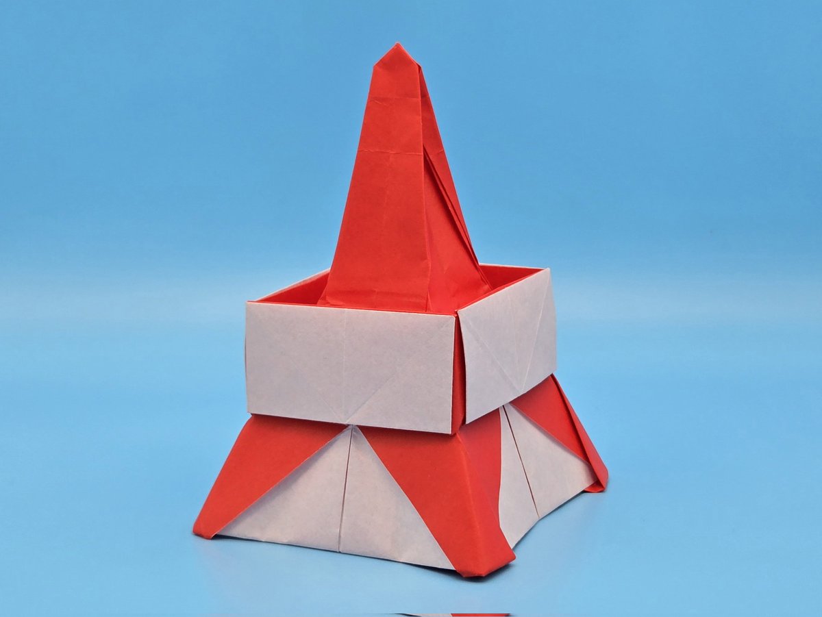 折り紙 A4用紙で作る正四角柱の折り紙 Origami of square prism made