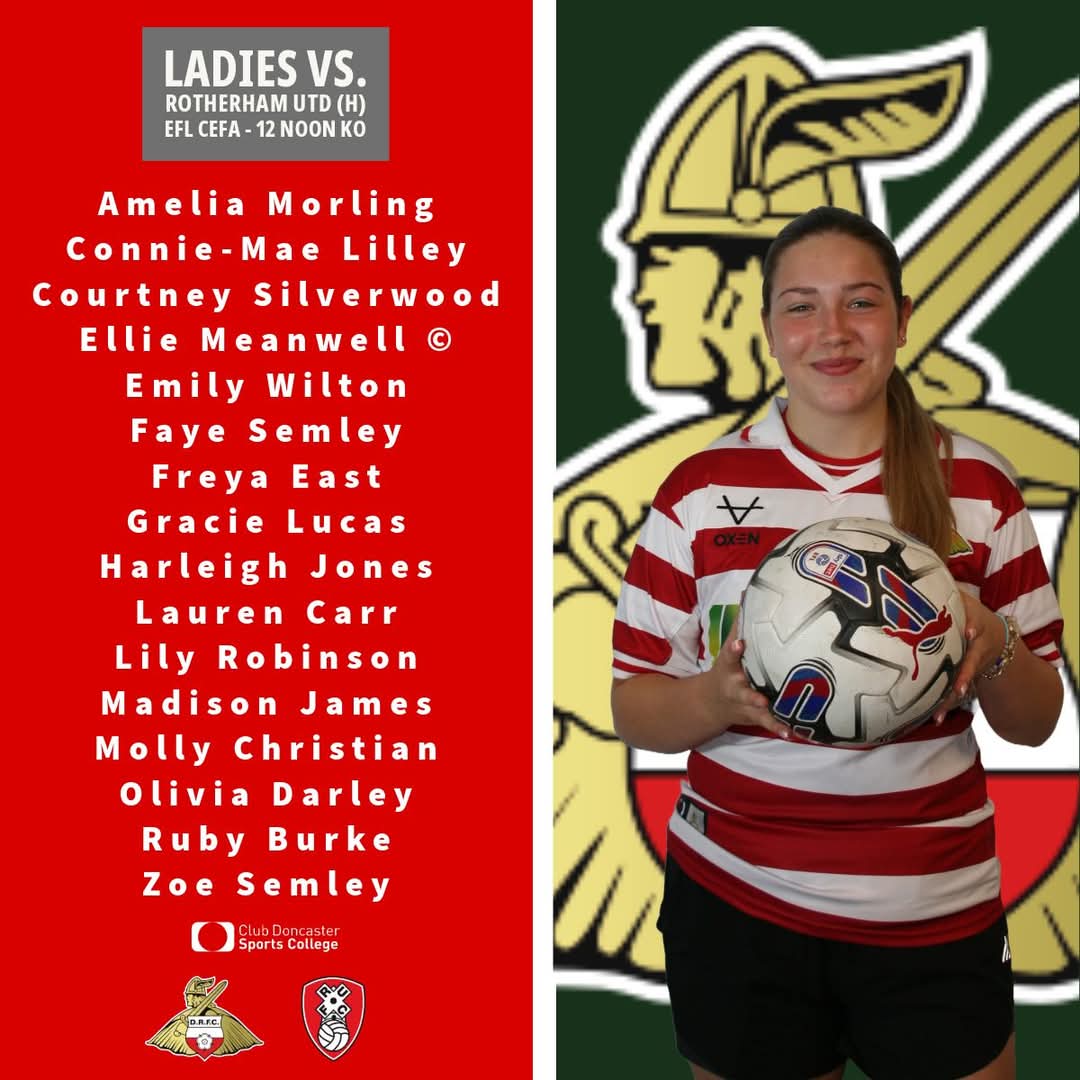 GAMEDAY | It's another huge day of EFL CEFA League action for two of our Football Academy teams, in two local derbies.

🏠 Ladies host the Millers @ 1pm
🚌 Men's Academy 2 travel to face the Blades @ 11am

#DRFC | #CDSC