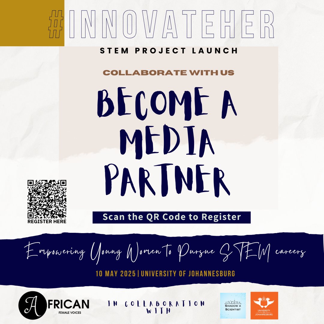 VoicesFemale's tweet photo. 🤝🏽 Partner with us to make this pilot program a success by donating, sponsoring a student, being a media partner or a volunteer for the day 🎉
Let’s make STEM sparkle! ✨
#innovateHER #girlsinstem #africanfemalevoices #STEMproject #trevornoahfoundation #universityofjoburg https://t.co/xED13Ny2Ll