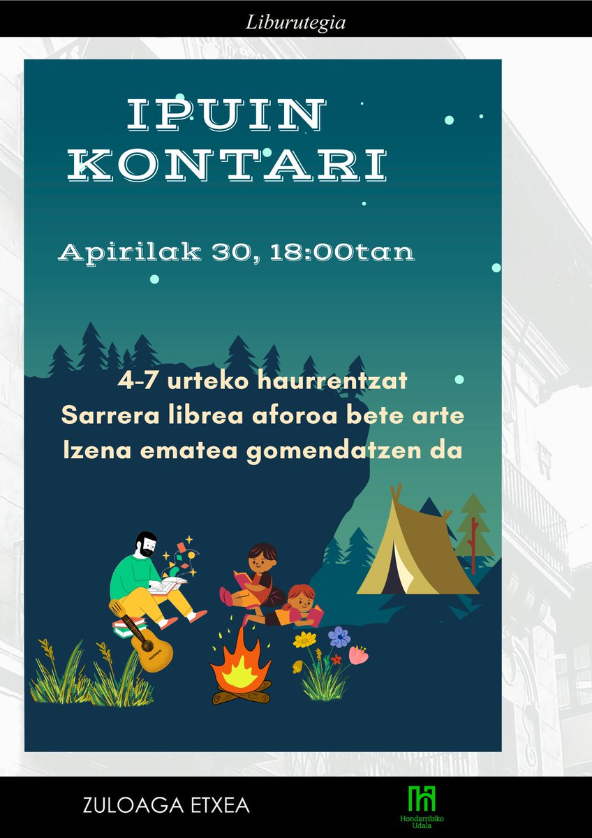 Hondarribiko Liburutegia (@hliburutegia) on Twitter photo Datorren asteazkenean, martxoaren 26an, 18:00etan
<a href="/Hliburutegia/">Hondarribiko Liburutegia</a> |n ipuin kontaria.
------
El próximo miércoles, 26 de marzo, a las 18:00 en la <a href="/Hliburutegia/">Hondarribiko Liburutegia</a> cuenta cuentos.
<a href="/HondarribiaKult/">Hondarribia Kultura</a> <a href="/hondarribihitza/">Hondarribiko Hitza</a> <a href="/antxetairratia/">Antxeta Irratia</a> <a href="/dplanxlacomarca/">DePlanesporlaComarca</a> <a href="/EuskaraldiaH/">Euskaraldia Hondarribian</a> Datorren asteazkenean, martxoaren 26an, 18:00etan
<a href="/Hliburutegia/">Hondarribiko Liburutegia</a> |n ipuin kontaria.
------
El próximo miércoles, 26 de marzo, a las 18:00 en la <a href="/Hliburutegia/">Hondarribiko Liburutegia</a> cuenta cuentos.
<a href="/HondarribiaKult/">Hondarribia Kultura</a> <a href="/hondarribihitza/">Hondarribiko Hitza</a> <a href="/antxetairratia/">Antxeta Irratia</a> <a href="/dplanxlacomarca/">DePlanesporlaComarca</a> <a href="/EuskaraldiaH/">Euskaraldia Hondarribian</a>