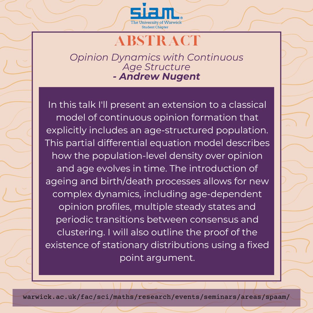 This week, we have our speakers Jack Buckingham and Andrew Nugent from MathSys, Warwick, to kick off our SPAAM seminar for term 3!