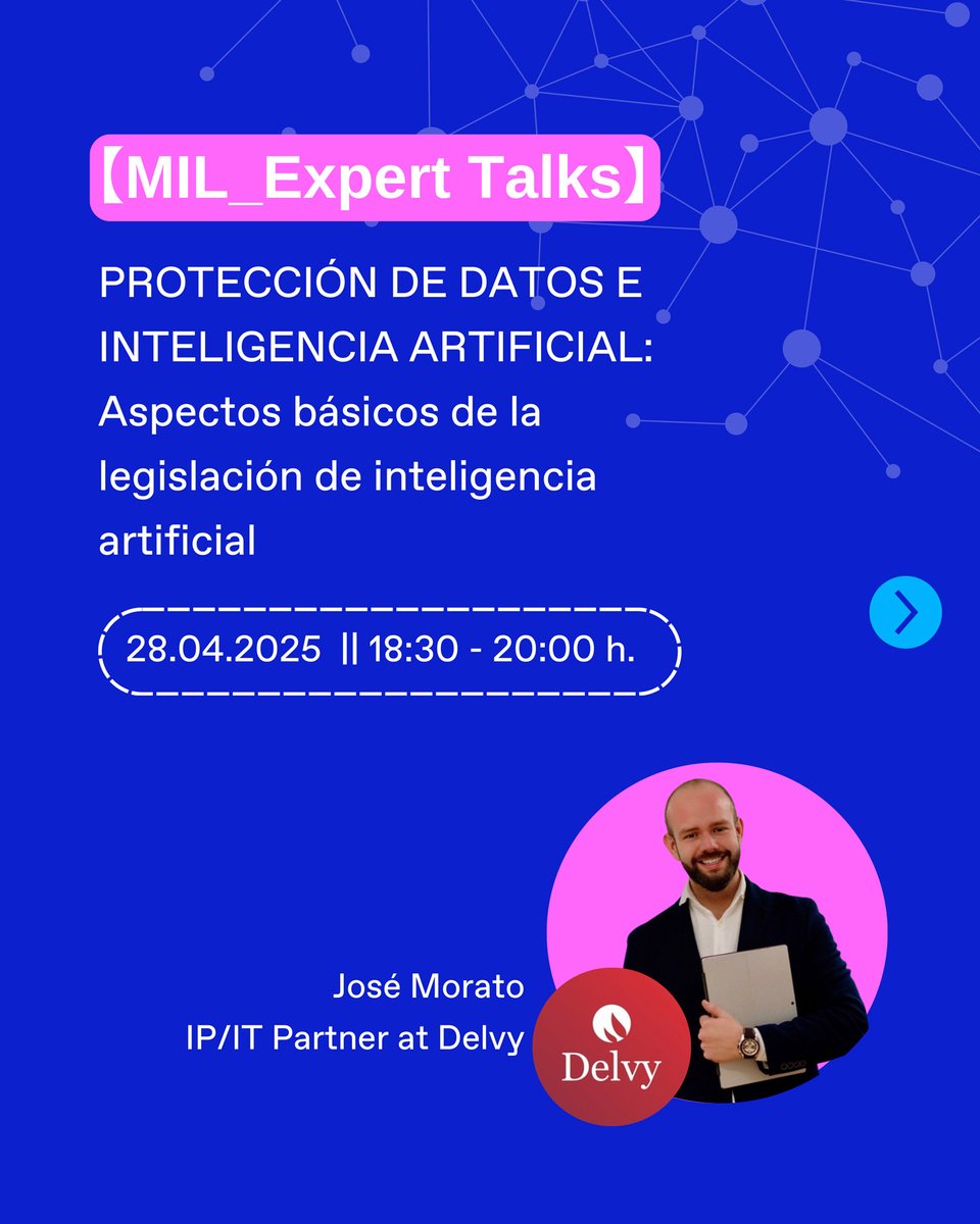 Delvy (@delvy_asesores) on Twitter photo 🔐 ¿Tu empresa usa #IA?
Este lunes 28 a las 18:30h en Madrid, nuestro Partner & Manager de IP/IT <a href="/Moratojos/">José Morato</a> hablará sobre privacidad, protección de datos y legislación en IA.
📍 Madrid Innovation Lab
🔗 Inscripciones: lnkd.in/d2YFqAx8
#LegalTech #InfoSecurity 🔐 ¿Tu empresa usa #IA?
Este lunes 28 a las 18:30h en Madrid, nuestro Partner & Manager de IP/IT <a href="/Moratojos/">José Morato</a> hablará sobre privacidad, protección de datos y legislación en IA.
📍 Madrid Innovation Lab
🔗 Inscripciones: lnkd.in/d2YFqAx8
#LegalTech #InfoSecurity