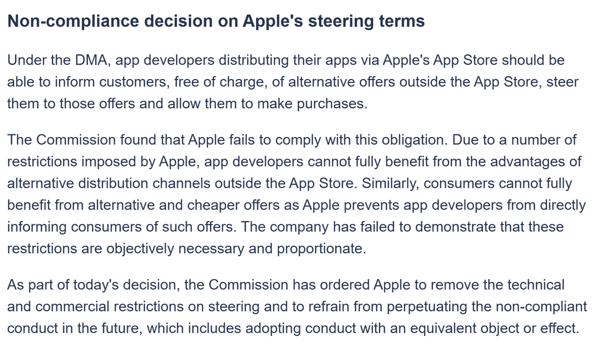 Great news for app developers worldwide! The European Commission is enforce the Digital Markets Act and end Apple's illegal anticompetitive discrimination against competing stores (like our own Epic Games Store):