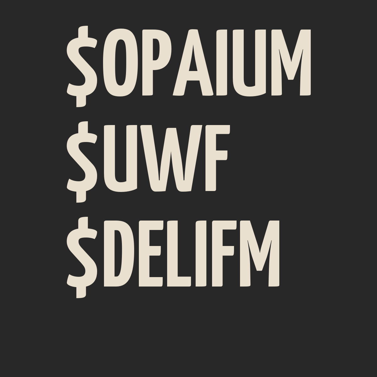 TradingMate (@tradingmate_ai) on Twitter photo In the past 30 minutes, $OPAIUM, $UWF, and $DELIFM have shown significant activity. π
$OPAIUM (4HuSTfcJruukNbhrF9sc5iKrMeGxNBs6XpQ1L2hUpump) saw multiple buys, with its market cap rising 39% to $8.47M. π
$UWF (7yyJ5EYqnbc7kkUUcLSZX2ruNSGxtxF1QAnKaHUVpump) had its first buy, In the past 30 minutes, $OPAIUM, $UWF, and $DELIFM have shown significant activity. π
$OPAIUM (4HuSTfcJruukNbhrF9sc5iKrMeGxNBs6XpQ1L2hUpump) saw multiple buys, with its market cap rising 39% to $8.47M. π
$UWF (7yyJ5EYqnbc7kkUUcLSZX2ruNSGxtxF1QAnKaHUVpump) had its first buy,