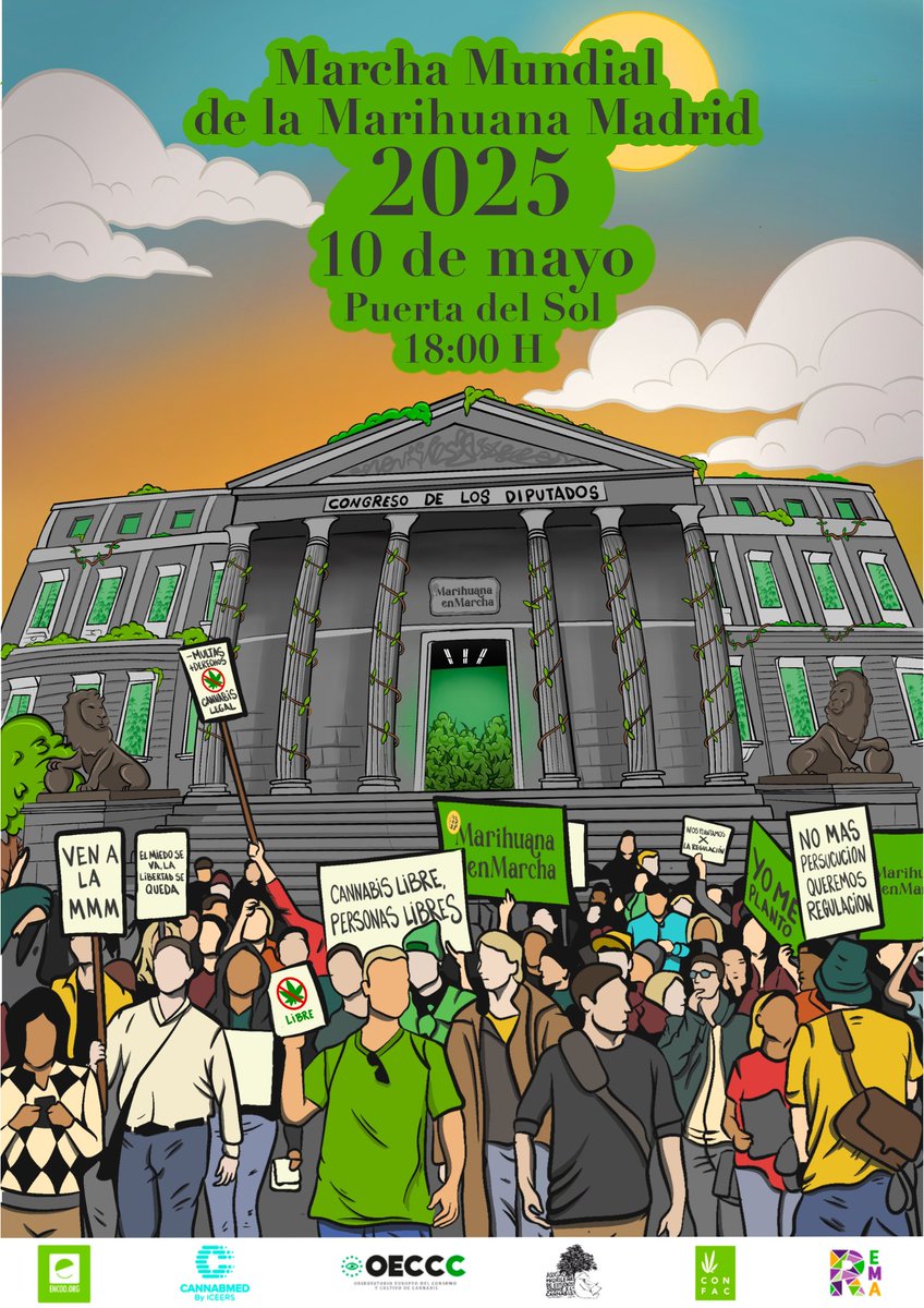 🔥 Marcha Mundial de la Marihuana 2025 🌿
📅 Sábado 10 de mayo
 🕕 18:00 h
 📍 Puerta del Sol, Madrid

Un año más, volvemos a las calles para exigir el fin de la prohibición de la cannabis. 💚✊