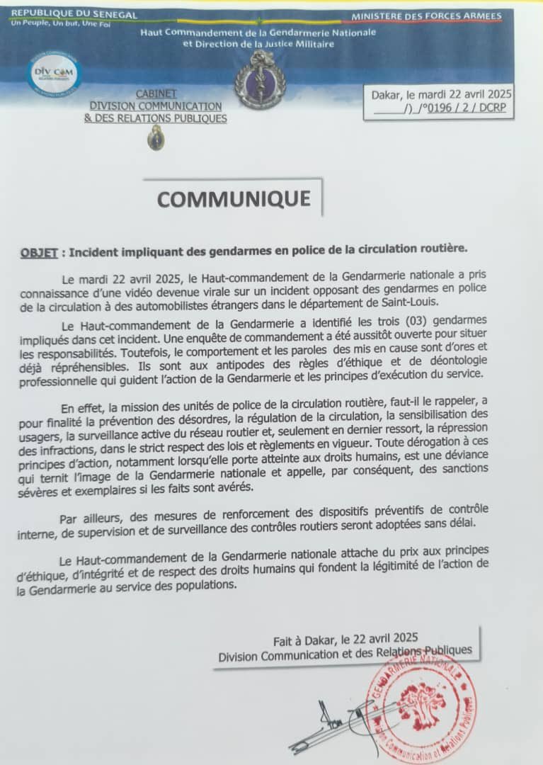 🚨👨🏿‍✈️🚔 Communiqué