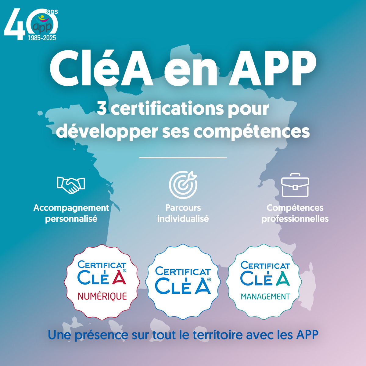 APapp (@apapp_app) on Twitter photo 📌 Le saviez-vous ?
Les APP proposent les 3 certifs CléA :
▶️ CléA
▶️ CléA Numérique
▶️ CléA Management
🔑 Pour faire reconnaître ses compétences clés avec un accompagnement personnalisé.
#CléA #APP40ans #RéseauAPP
<a href="/CertifPro/">Certif Pro</a> 📌 Le saviez-vous ?
Les APP proposent les 3 certifs CléA :
▶️ CléA
▶️ CléA Numérique
▶️ CléA Management
🔑 Pour faire reconnaître ses compétences clés avec un accompagnement personnalisé.
#CléA #APP40ans #RéseauAPP
<a href="/CertifPro/">Certif Pro</a>