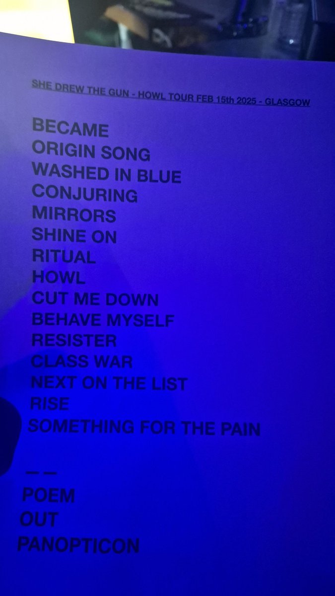 David John Blair (@davidjblair) on Twitter photo I finally got round to making a <a href="/Spotify/">Spotify</a> playlist ▶️ 🎧 🎶 for the incredible <a href="/shedrewthegun/">she drew the gun</a> set 💥 in <a href="/room2glasgow/">Room 2 Glasgow</a> with <a href="/432presents/">432presents</a> on their outstanding Howl Tour: open.spotify.com/playlist/5Yrl1…
"I was there..."
ENJOY! 😃 I finally got round to making a <a href="/Spotify/">Spotify</a> playlist ▶️ 🎧 🎶 for the incredible <a href="/shedrewthegun/">she drew the gun</a> set 💥 in <a href="/room2glasgow/">Room 2 Glasgow</a> with <a href="/432presents/">432presents</a> on their outstanding Howl Tour: open.spotify.com/playlist/5Yrl1…
"I was there..."
ENJOY! 😃