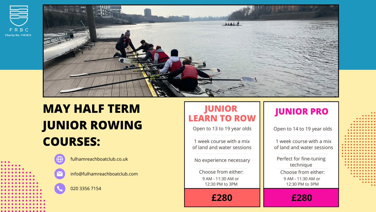 😁 Looking for a fun activity for you child during the hols? Give them the opportunity to experience the thrill of rowing on the Thames:  
Junior Learn To Row – Perfect for beginners! 
Junior Pro - Perfect  to take skills to the next level!

🙌Book now!

fulhamreachboatclub.co.uk/courses