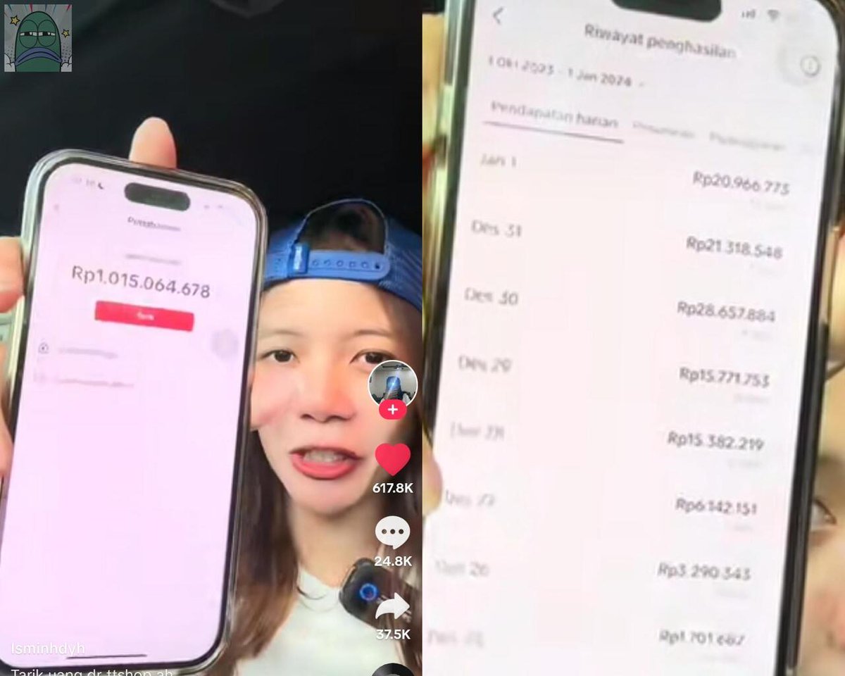 💚 dia aktif ngonten, jadi affiliate di tt, tiap malem live jualan di tt, aktif di FB, YT, IG. dan ini penghasilan dia dari ttshop 1M. itu yg kanan riwayat dia dapet perharinya. kerennn bgtt gk sie. dia dah punya 3 rumah ama mobil dari hasil itu semua 😭👏🏻

cr. ismi