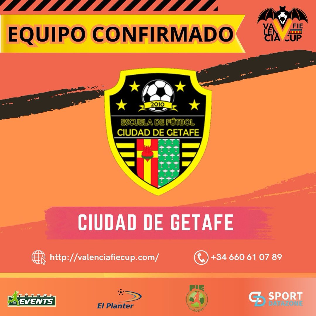 🟠‼️Confirmamos al Ciudad de Getafe para la edición de Mayo de la @valenciafiecup

😊 Un honor contar con vosotros

#FieXperience #ValenciaFieCup #torneo #deporte #Valencia #costavalenciana #elplanter #futbolbase #futbol #club