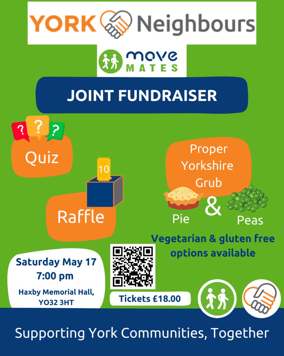🧠 Big Quiz, with a load of pastry thrown in 🥧 ...and all for a Great Cause!🧡

We’re teaming up with Move Mates for a Quiz Night and a load of good grub!

Join us from 7pm on Saturday 17th May for an evening of laughs, trivia, and fresh homemade pie
movemates.org.uk/events/quizpie/