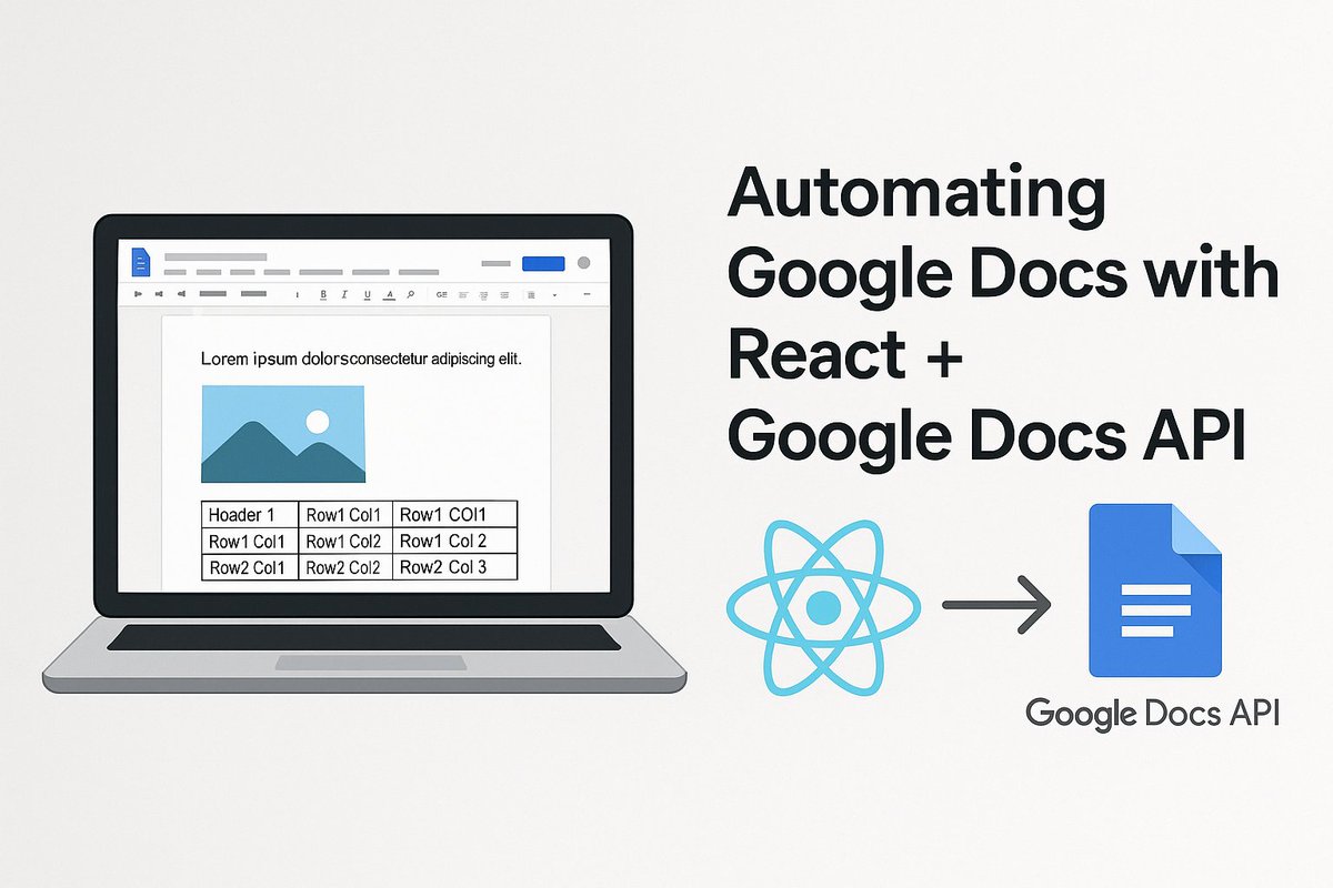 mahatsatish's tweet image. Just published a new blog!  
Learn how to insert text, images, and tables into Google Docs using React + Google Docs API — perfect for automating reports, documents & more! 
👉Read here: medium.com/@mahatsatish/h…
#ReactJS #GoogleDocsAPI #WebDev #100DaysOfCode #DevCommunity