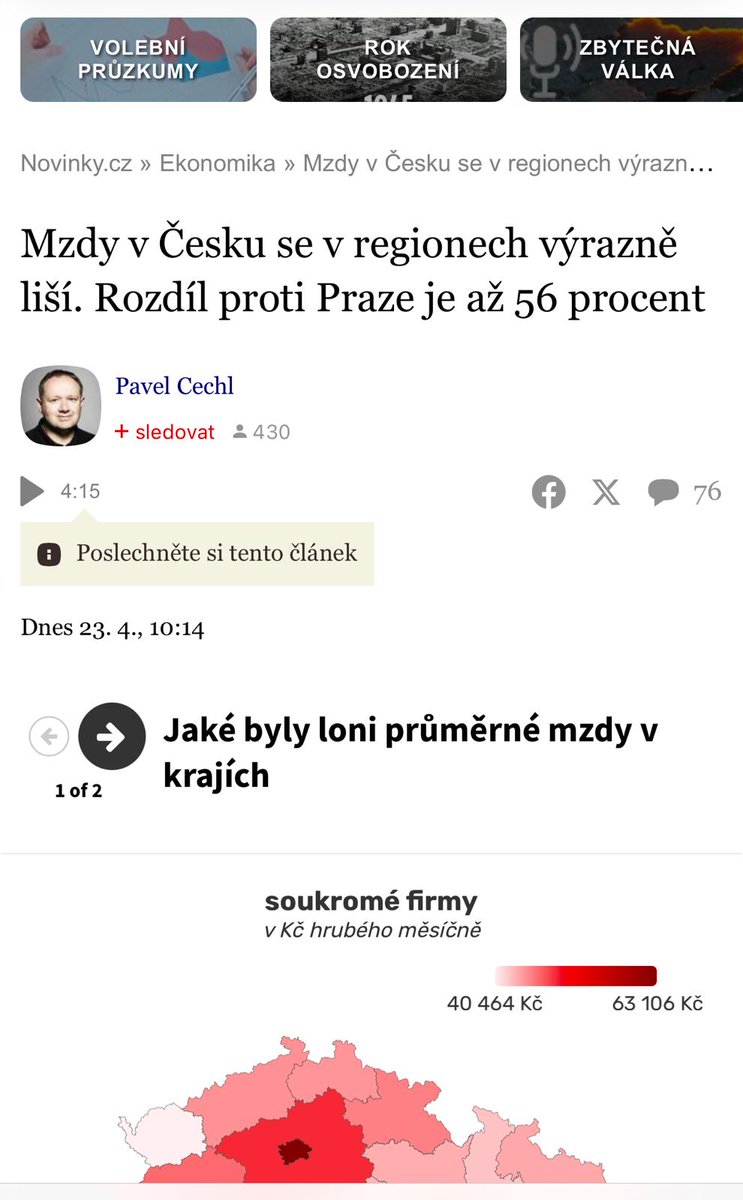 Aleš Juchelka (@juchelkaa) on Twitter photo Méně než 300 km ze severu na jih a méně než 500 km z východu na západ. A přesto se odměna za stejnou práci v rámci České republiky liší o 56 %. Recept? Investice do infrastruktury, školství a možná i přesun institucí. I o tom budu dnes diskutovat v <a href="/CRozhlas/">Český rozhlas</a> Ostrava ⤵️ Méně než 300 km ze severu na jih a méně než 500 km z východu na západ. A přesto se odměna za stejnou práci v rámci České republiky liší o 56 %. Recept? Investice do infrastruktury, školství a možná i přesun institucí. I o tom budu dnes diskutovat v <a href="/CRozhlas/">Český rozhlas</a> Ostrava ⤵️