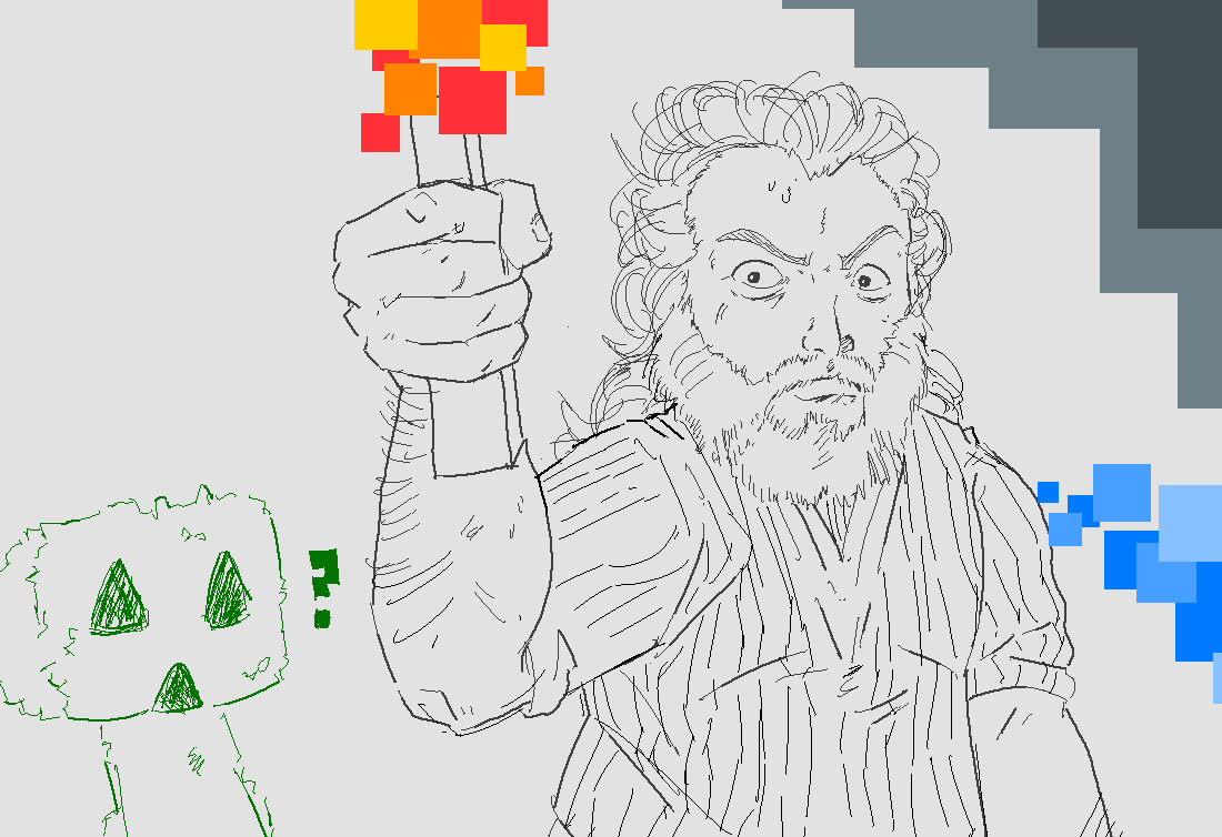 RealCrunchHours's tweet photo. Any excuse to draw Jack Black, really #Minecraft https://t.co/OG8MjKxv1u