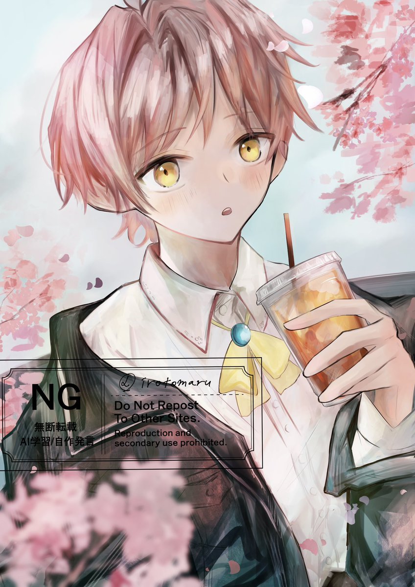 irotomaru's tweet image. 待ち合わせ🌸
#illustration　#創作男子