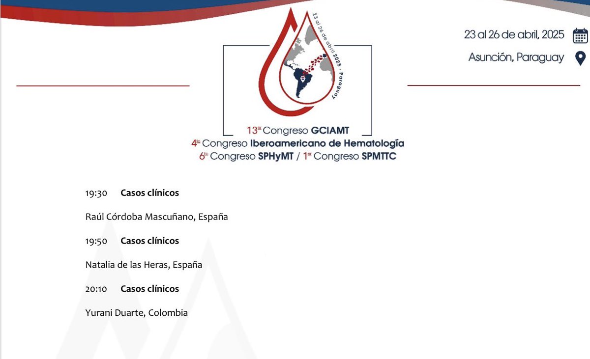 Comienza el 4º Congreso Iberoamericano 🌎 de #Hematología 🩸#IBEROHEMO2025

Esta tarde 🕡 18:30-20:30h el Workshop de #Hematogeriatría donde compartiremos el modelo español del <a href="/hematogeriatria/">GEHEG</a> <a href="/sehh_es/">@sehh_es</a> de valoración geriátrica en pacientes mayores con enfermedades de la sangre