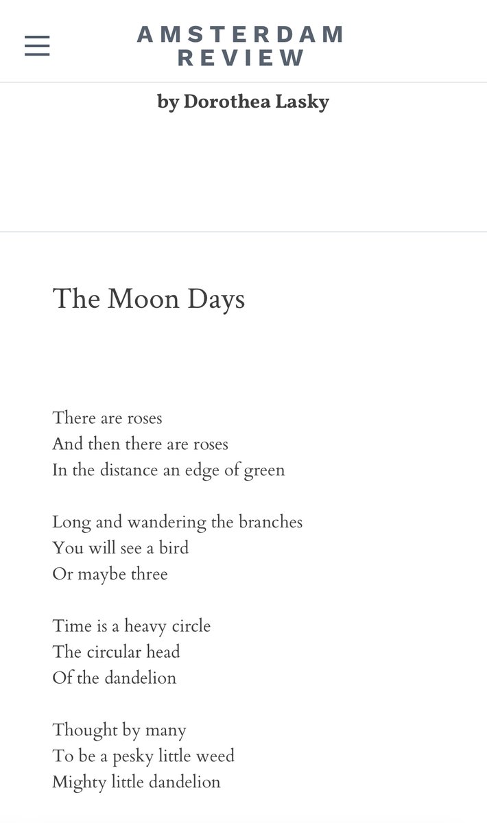 DorotheaLasky's tweet photo. Two new poems up at @AmsterdamRev 

https://t.co/Dsjm2snuHc https://t.co/VKW3stuMVw