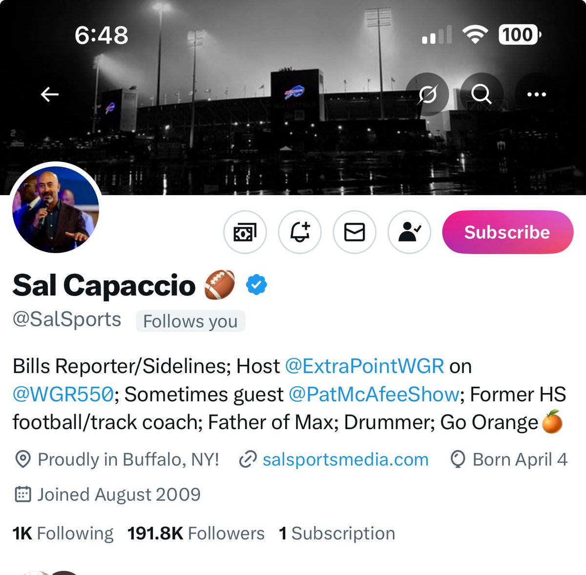 SalSports's tweet image. Excited to offer my Twitter followers the opportunity to get exclusive content.
I promise won’t be doing anything less here for non-subscribers. But I’ll be adding more Bills-specific content just for subscribers.
Just click the pink subscribe button at the top right: