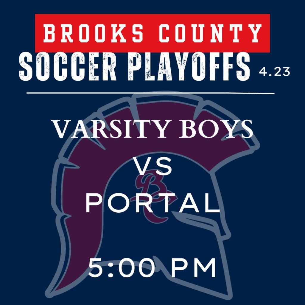 📢It's Playoff Day!!

⚽Boys Varsity Soccer vs Portal
📍Veterans Stadium
⏰5:00 pm Kickoff
💲10 - Set by GHSA

#UN1TY🔗
#GoTrojans🔴🔵