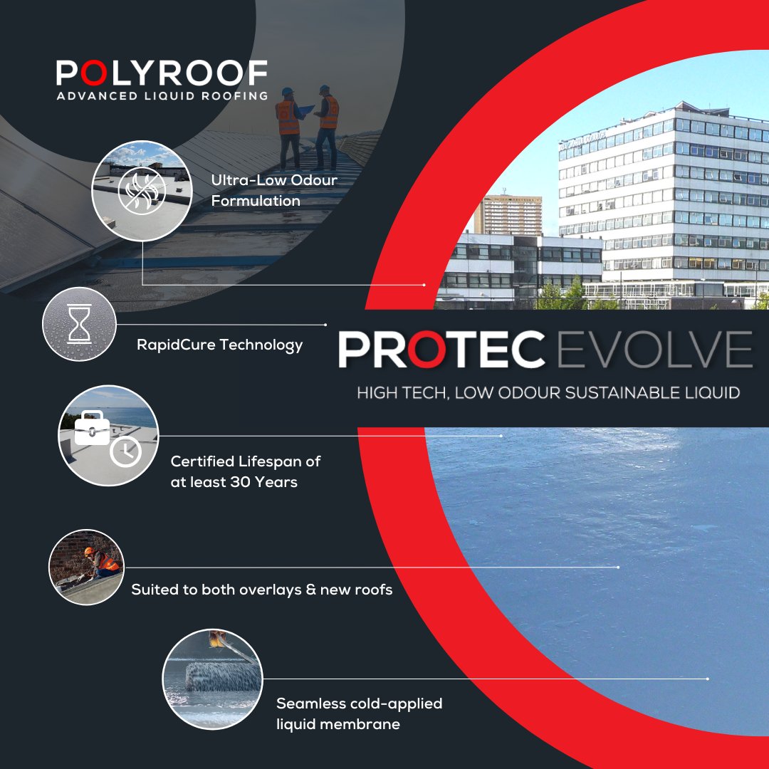 Did you know, specifying Protec Evolve can help you enhance the durability of your next flat roofing project? 👷‍♂️🏢🏗️

Download your Protec Evolve outline specification today: polyroof.co.uk/systems/protec…

#protecevolve #liquidwaterproofing #specifiers #architects