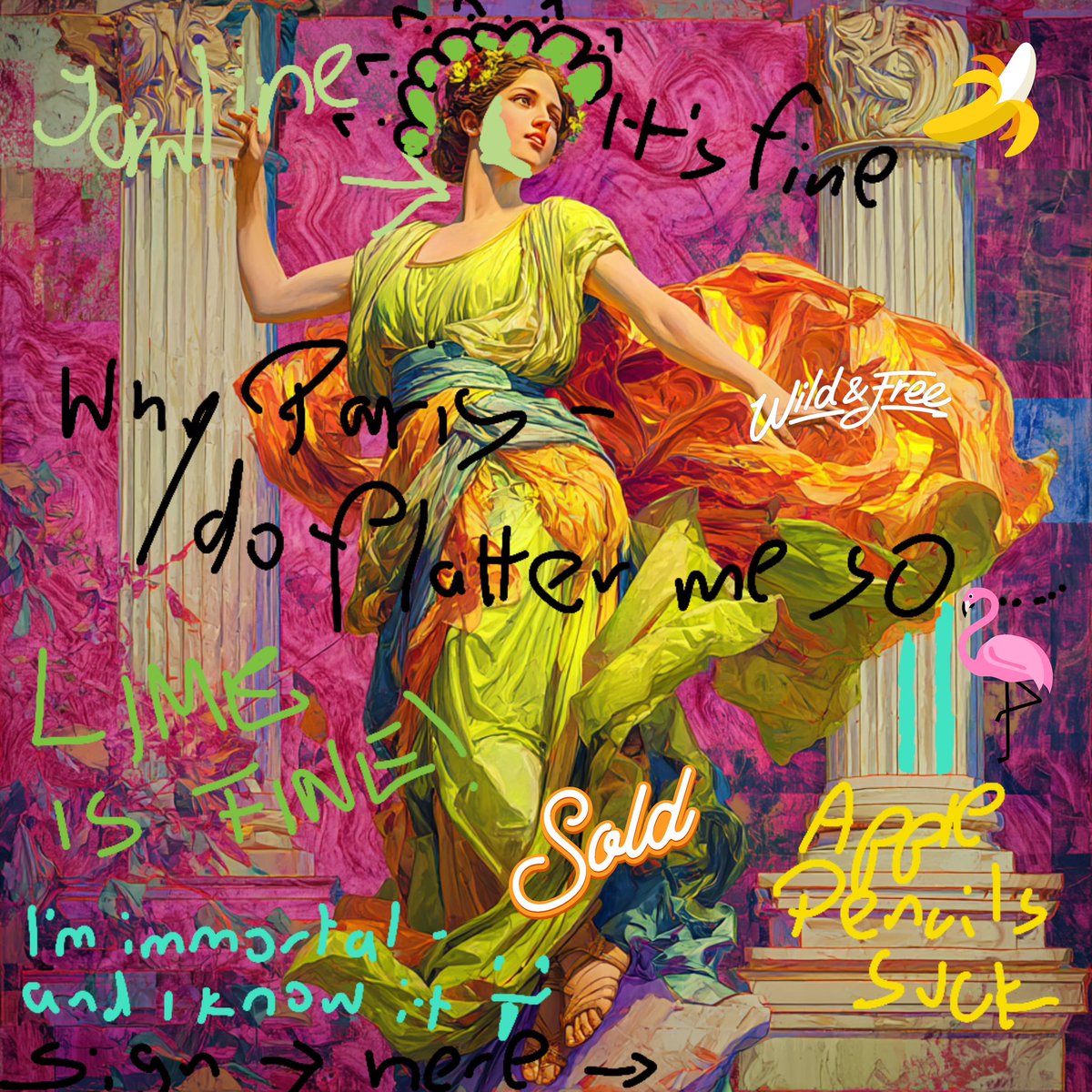 GM Legends, it's Wednesday 🤗😃 Have a fantastic day 🟡🟣🖤
A little "out of hand" impression of Aphrodite, who does not belong to the Primordial Gods - but - Showbusiness is everything 😜
and also - IT's FINE!