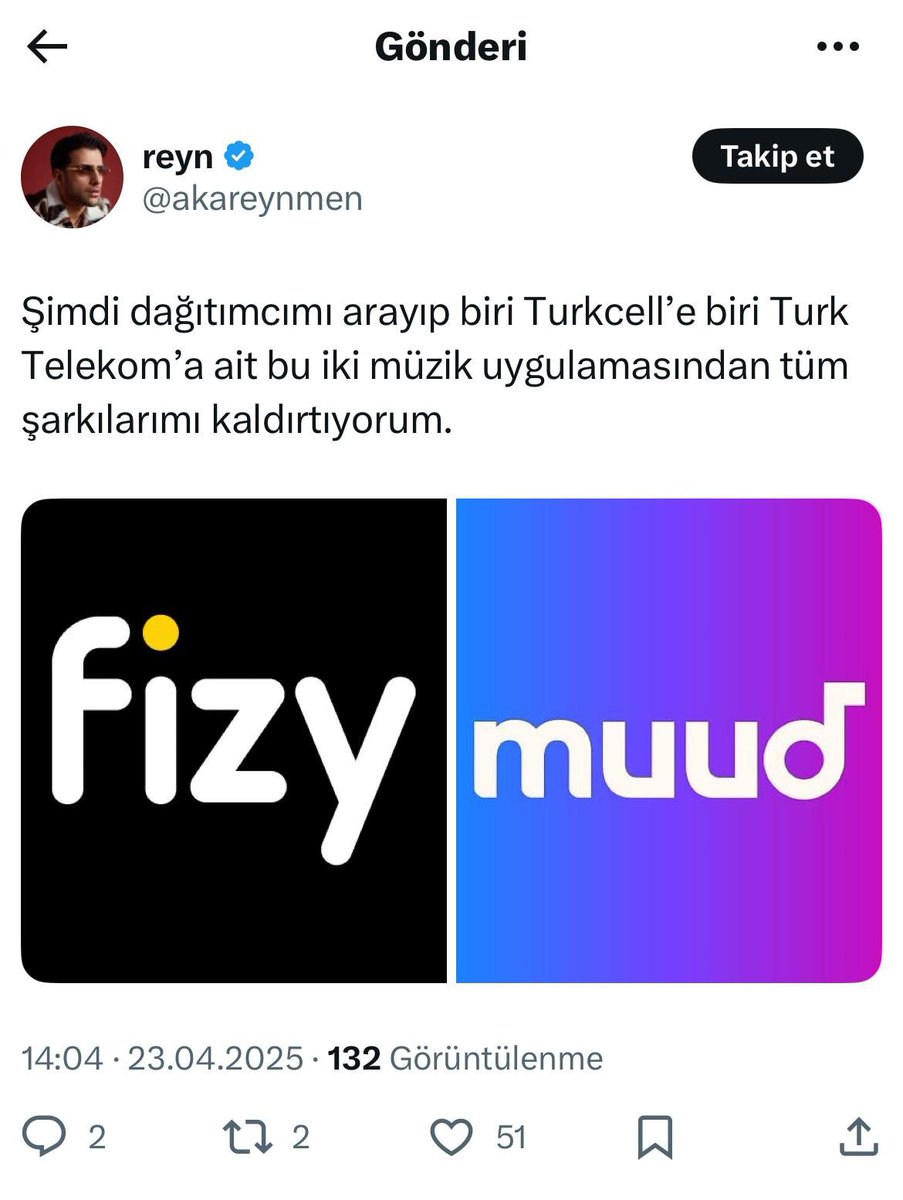 Reynmen: "Turkcell ve Türk Telekom'a ait müzik uygulamalarından şarkılarımı kaldırtıyorum."