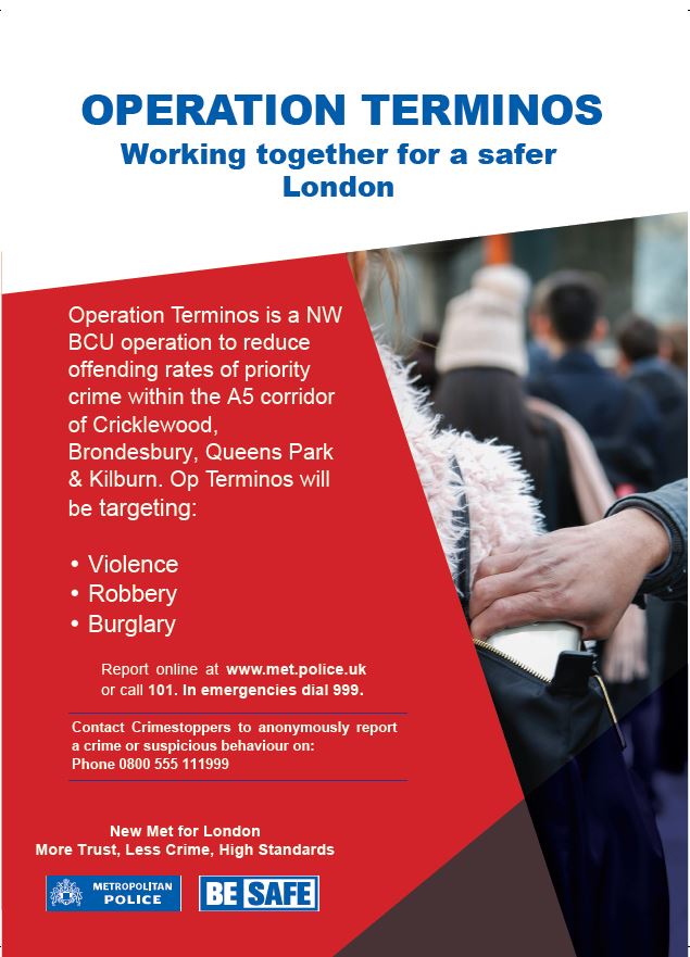 Kilburn Police (@mpskilburn) on Twitter photo **1/2**
Op TERMINOS End of Year Stats
April 2024 to March 2025
Kilburn,Cricklewood & Mapesbury, Queens Park & Brondesbury SNT
· Stop &Search– 257
· Arrests- 112
·Intel reports created– 169
· Crime Report- 79
<a href="/MPSCricklewood/">Cricklewood Community Policing</a> <a href="/MPSBrondesbury/">Brondesbury Police</a> <a href="/MPSQueensPark/">Queens Park Police</a> **1/2**
Op TERMINOS End of Year Stats
April 2024 to March 2025
Kilburn,Cricklewood & Mapesbury, Queens Park & Brondesbury SNT
· Stop &Search– 257
· Arrests- 112
·Intel reports created– 169
· Crime Report- 79
<a href="/MPSCricklewood/">Cricklewood Community Policing</a> <a href="/MPSBrondesbury/">Brondesbury Police</a> <a href="/MPSQueensPark/">Queens Park Police</a>