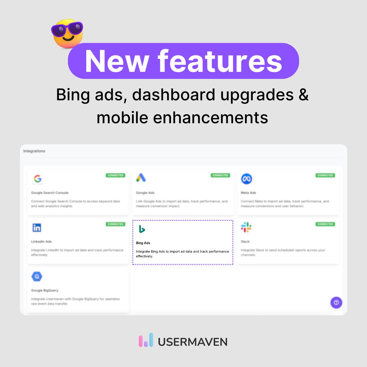 usermaven's tweet image. 🚨 Big update at Usermaven

Analytics just got even sharper.

Here’s what’s new:
🔹 Bing ads integration
🔹 Shareable custom dashboards
🔹 Pin your dashboards
🔹 Mobile-friendly analytics

Less noise. More clarity.

Check it out: 
updates.usermaven.com/announcements