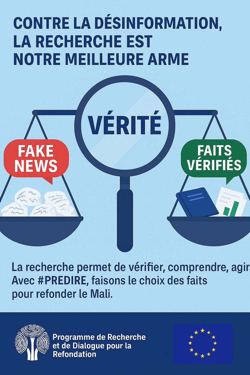 #PREDIRE

La recherche est un outil puissant contre la désinformation. Avec #PREDIRE, misons sur des données fiables pour guider le débat public et les réformes. Pour refonder le Mali, commençons par la vérité.  

#RecherchePourLeMali #PREDIRE #VeilleCitoyenne