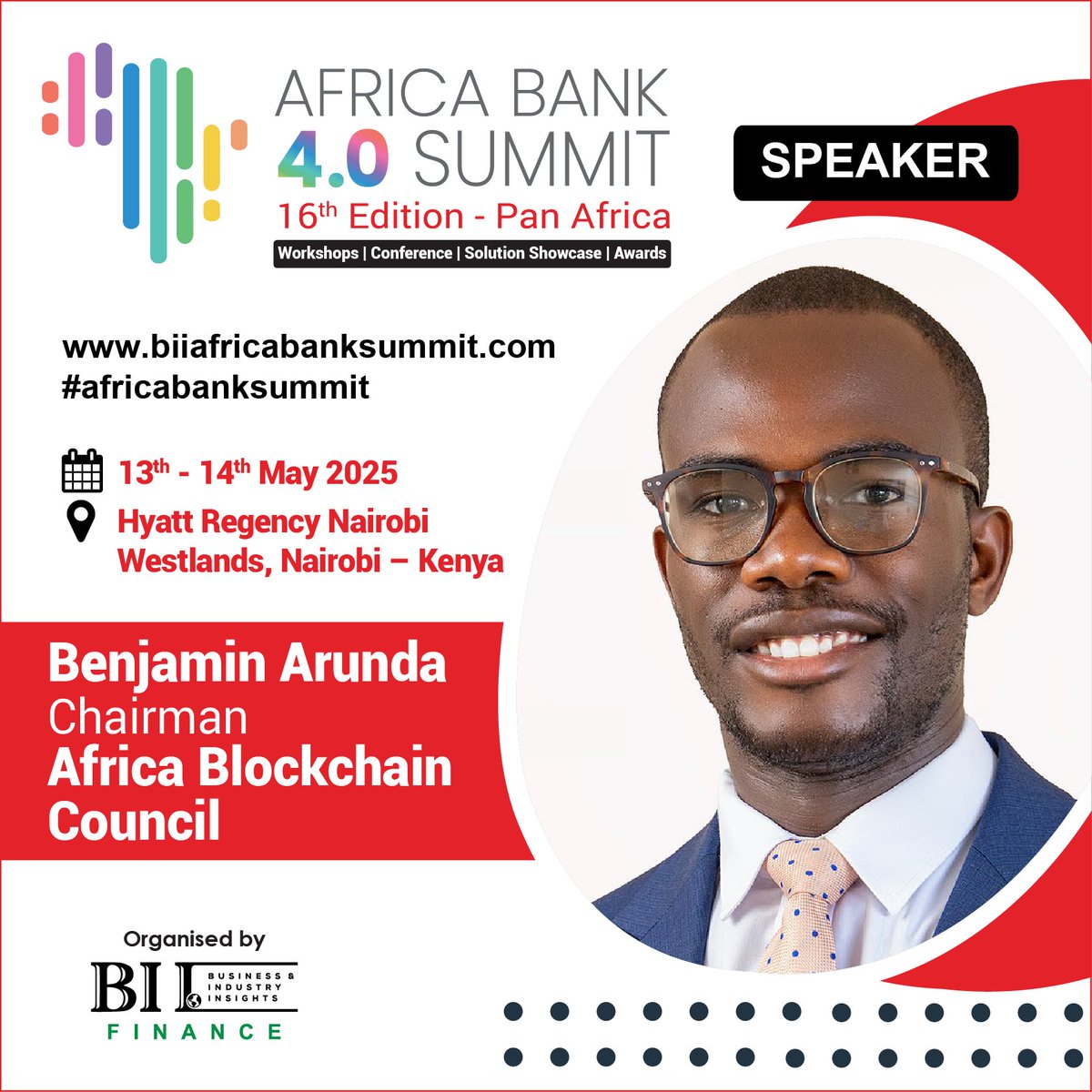 Benjamin Arunda, Chairman at Africa Blockchain Council has joined us for 16th Africa Bank 4.0 Summit.

- Presentation: Leveraging Cryptocurrency to Enhance Financial Inclusion
- Panel-The Payments Town Hall Panel.

Register: biiafricabanksummit.com/register.

#africabanksummit