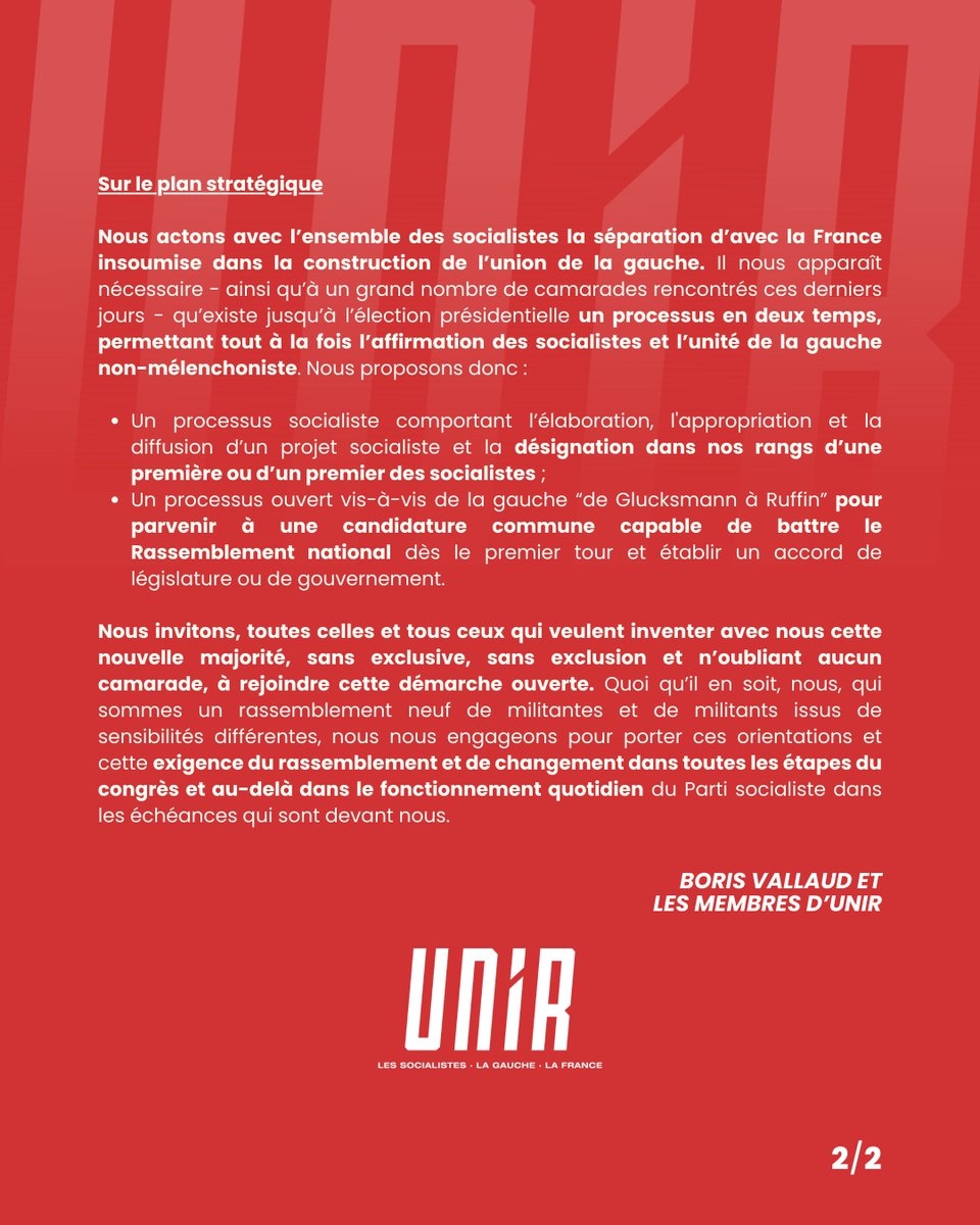 Unir. (@unir__) on Twitter photo Communiqué de <a href="/BorisVallaud/">Boris VALLAUD</a> et des membres d’Unir. Communiqué de <a href="/BorisVallaud/">Boris VALLAUD</a> et des membres d’Unir.