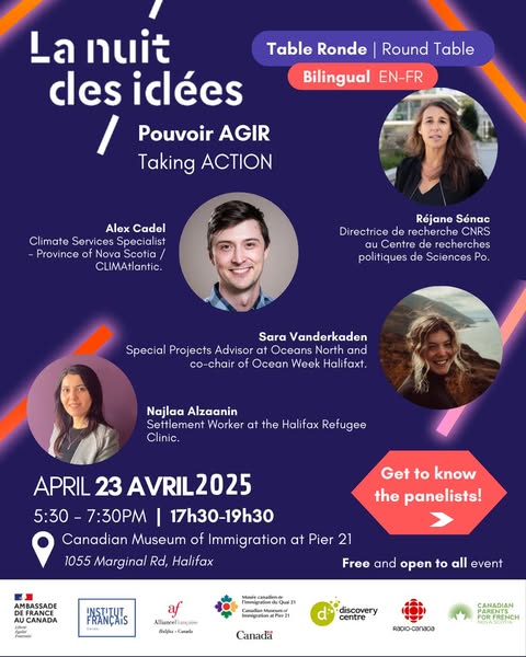 La France à Moncton et Halifax (@frcanadaatl) on Twitter photo 🎙️ Rejoignez-nous dès 17h30 au Quai 21 à Halifax pour la Nuit des Idées 2025 ! Débats en français et en anglais. 
ℹ️ moncton.consulfrance.org/La-Nuit-des-Id…
<a href="/franceaucanada/">La France au Canada 🇫🇷 🇪🇺</a> <a href="/RejaneSenac/">Réjane Sénac</a> <a href="/iciacadie/">Radio-Canada Acadie</a>
#InstitutFrançaisCanada #AllianceFrançaiseHalifax 🎙️ Rejoignez-nous dès 17h30 au Quai 21 à Halifax pour la Nuit des Idées 2025 ! Débats en français et en anglais. 
ℹ️ moncton.consulfrance.org/La-Nuit-des-Id…
<a href="/franceaucanada/">La France au Canada 🇫🇷 🇪🇺</a> <a href="/RejaneSenac/">Réjane Sénac</a> <a href="/iciacadie/">Radio-Canada Acadie</a>
#InstitutFrançaisCanada #AllianceFrançaiseHalifax