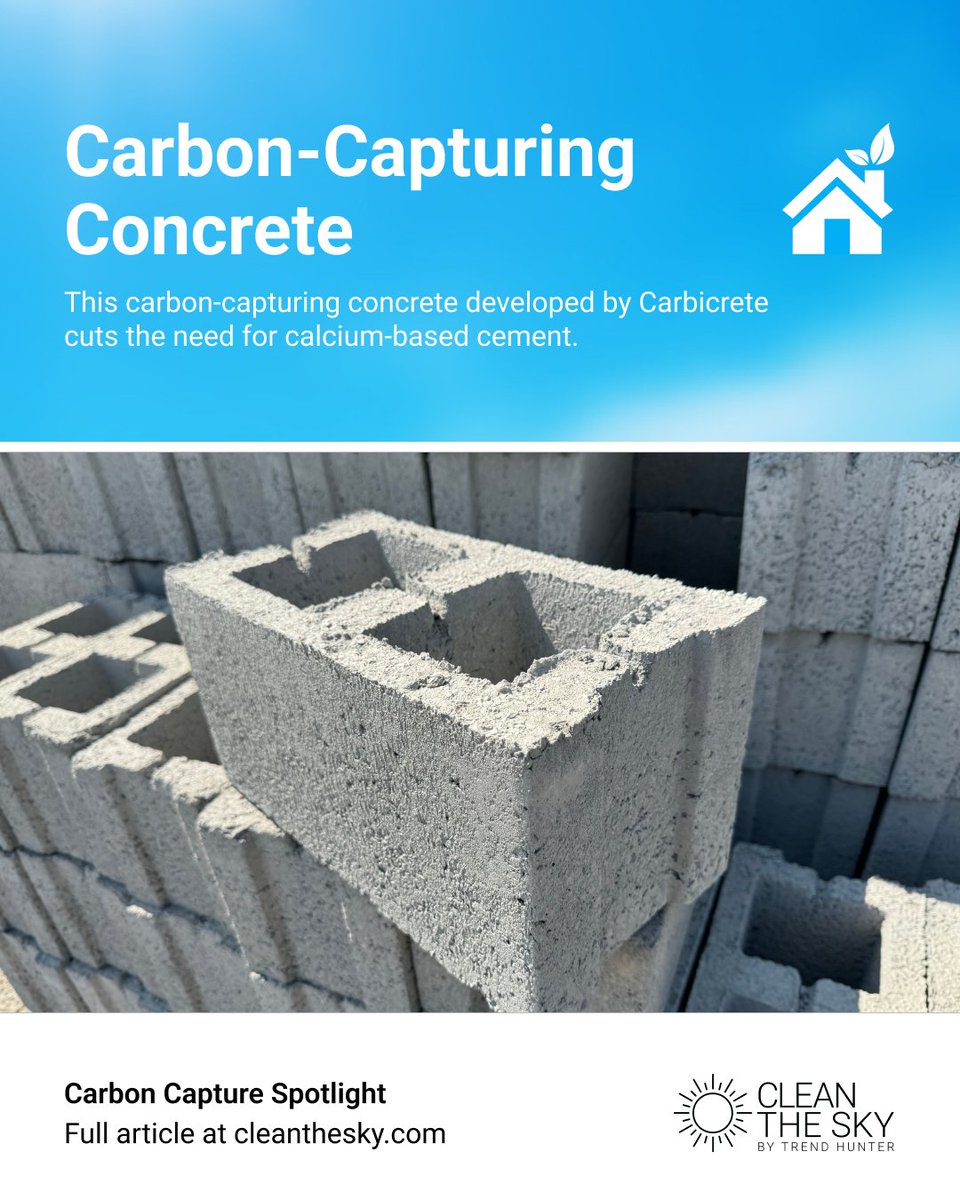 🏗️🌱 @CarbiCrete is replacing cement with steel industry waste &amp; sequestered CO₂, achieving negative emissions! A true game-changer for sustainable construction.

🔗 Learn more: cleanthesky.com/innovation/car…

#CarbonCapture #SustainableBuilding #CleanTech #GreenConstruction