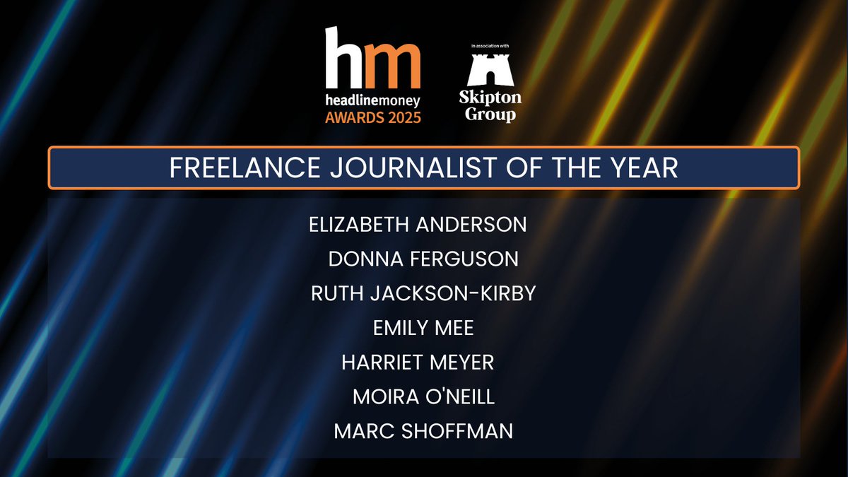 Headlinemoney (@headlinemoney_) on Twitter photo Here’s the shortlist for #HMAwards25 Freelance Journalist of the Year
Congratulations to <a href="/DonnaLFerguson/">Donna Ferguson @donnalferguson.bsky.social</a>, <a href="/lizzyandersonuk/">Elizabeth Anderson</a>, <a href="/EmilyMeeJourno/">Emily Mee</a>, <a href="/Harriet_Meyer/">Harriet Meyer</a>, <a href="/marcshoffman/">Marc Shoffman</a>, <a href="/MoiraONeill/">Moira O'Neill</a> & Ruth Jackson-Kirby 👏
tinyurl.com/3wkkrzkp Here’s the shortlist for #HMAwards25 Freelance Journalist of the Year
Congratulations to <a href="/DonnaLFerguson/">Donna Ferguson @donnalferguson.bsky.social</a>, <a href="/lizzyandersonuk/">Elizabeth Anderson</a>, <a href="/EmilyMeeJourno/">Emily Mee</a>, <a href="/Harriet_Meyer/">Harriet Meyer</a>, <a href="/marcshoffman/">Marc Shoffman</a>, <a href="/MoiraONeill/">Moira O'Neill</a> & Ruth Jackson-Kirby 👏
tinyurl.com/3wkkrzkp
