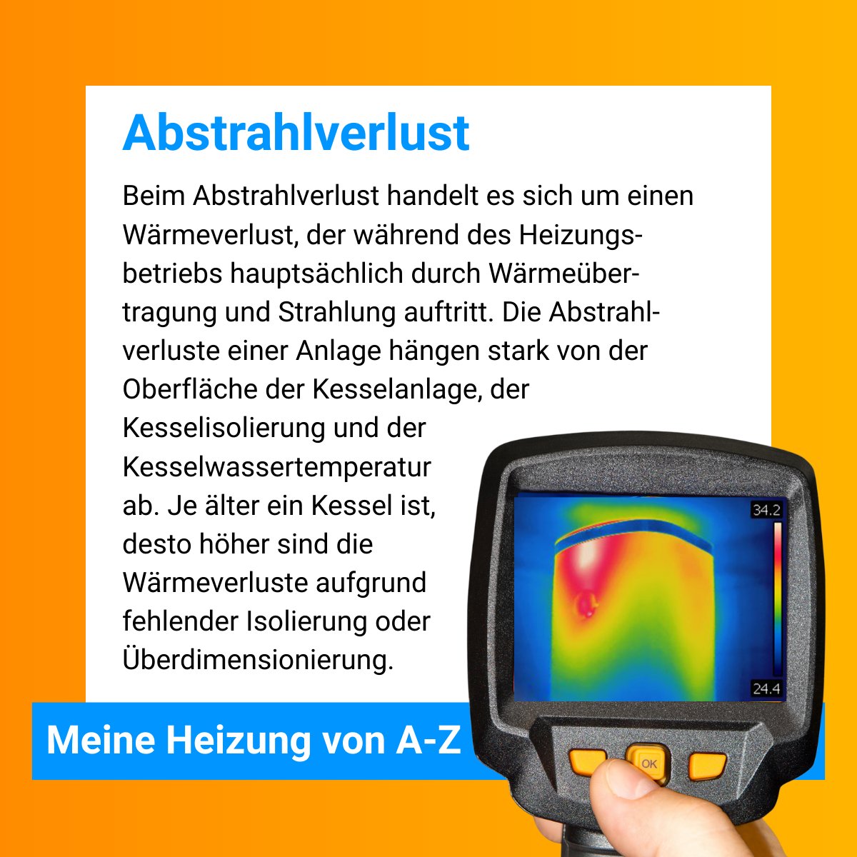 🔤 Meine Heizung von A–Z

📘 Heute: A wie #Abstrahlverlust – Wärmeverlust durch Strahlung und Wärmeleitung am Kessel. Häufig bei alten, ungedämmten Anlagen.

🔗 Mehr Heizungsbegriffe:
 intelligent-heizen.info/lexikon-heizun…

#IntelligentHeizen #HeizungVonAZ