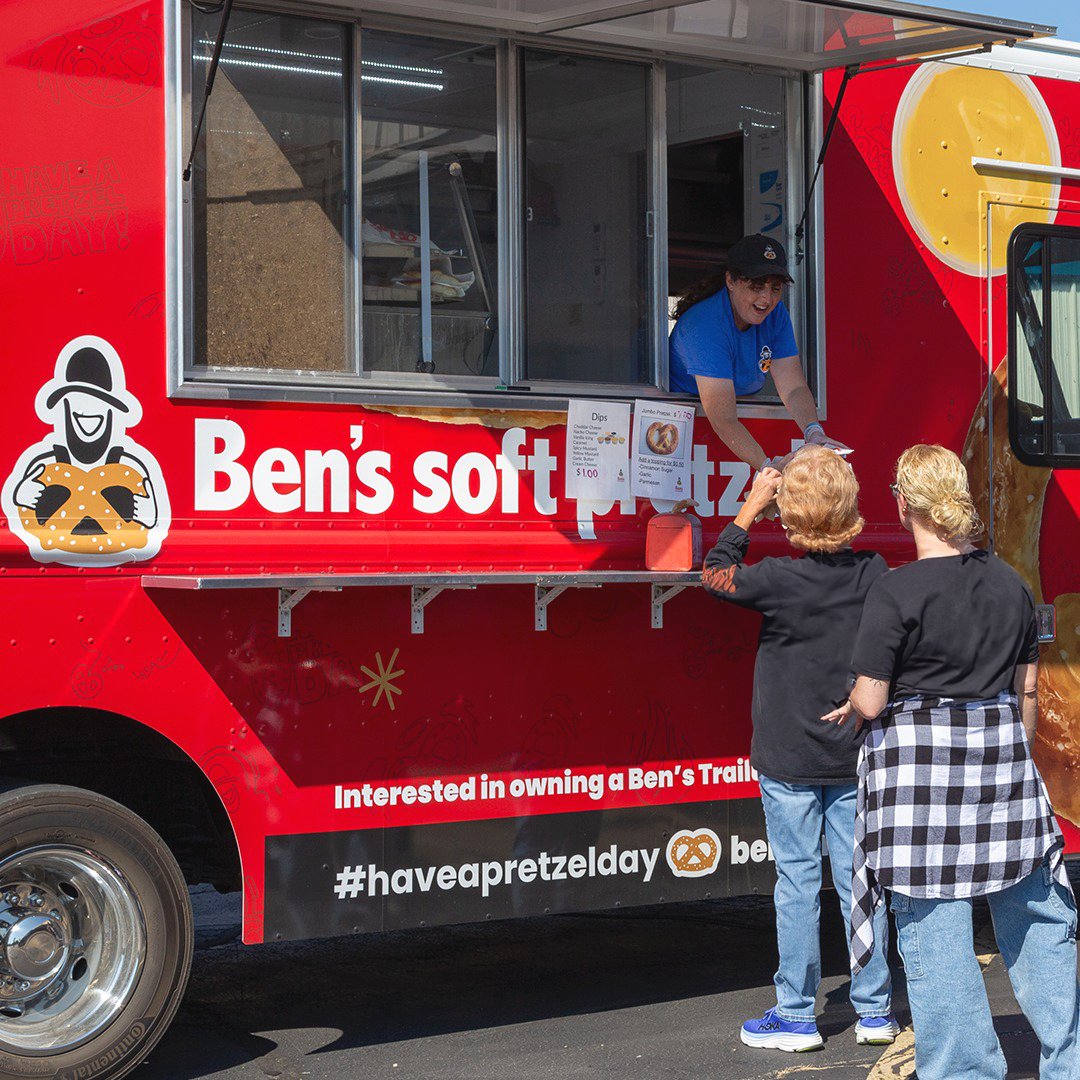 Don't miss out on the food truck season with our hot, fresh, &amp; delicious pretzels that sell themselves! Become a Ben's Soft Pretzels franchise partner today. 🥨#haveapretzelday #worldpretzeldomination #FoodTruck