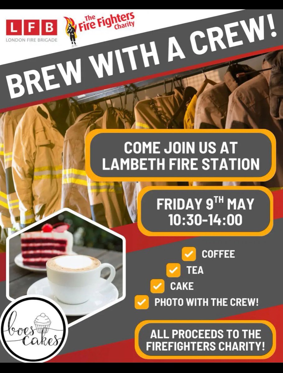 LFB Wandsworth (@lfbwandsworth) on Twitter photo Our friends at <a href="/FireLambeth/">LFB LAMBETH</a> are hosting a brew with a crew! Head over for a cuppa and meet the team 🚒 Proudly supporting <a href="/firefighters999/">Fire Fighters Charity</a> Our friends at <a href="/FireLambeth/">LFB LAMBETH</a> are hosting a brew with a crew! Head over for a cuppa and meet the team 🚒 Proudly supporting <a href="/firefighters999/">Fire Fighters Charity</a>