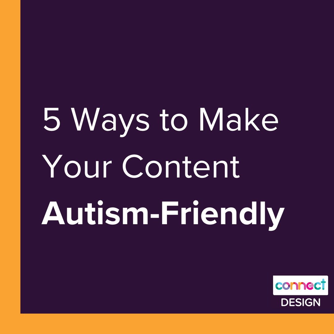 connecttodesign's tweet image. 1. Use clear language
2. Avoid overwhelming visuals
3. Break content into sections
 4. Provide visual aids
5. Use consistent fonts and colours
Find out more about what we do at: loom.ly/2B2LW8E
#AutismFriendly #AccessibleContent