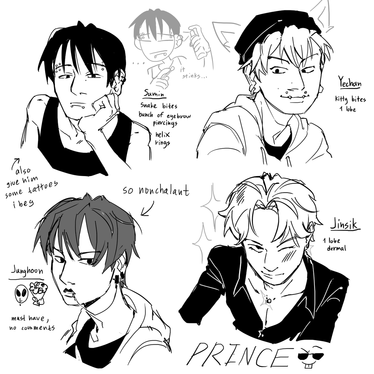 gave xikers some piercings that will fit them in my opinion!!
#xikers #xikersfanart